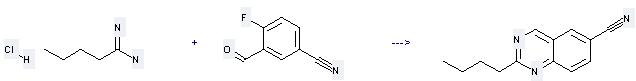 Pentanamidine hydrochloride can be used to produce 2-butyl-quinazoline-6-carbonitrile by heating